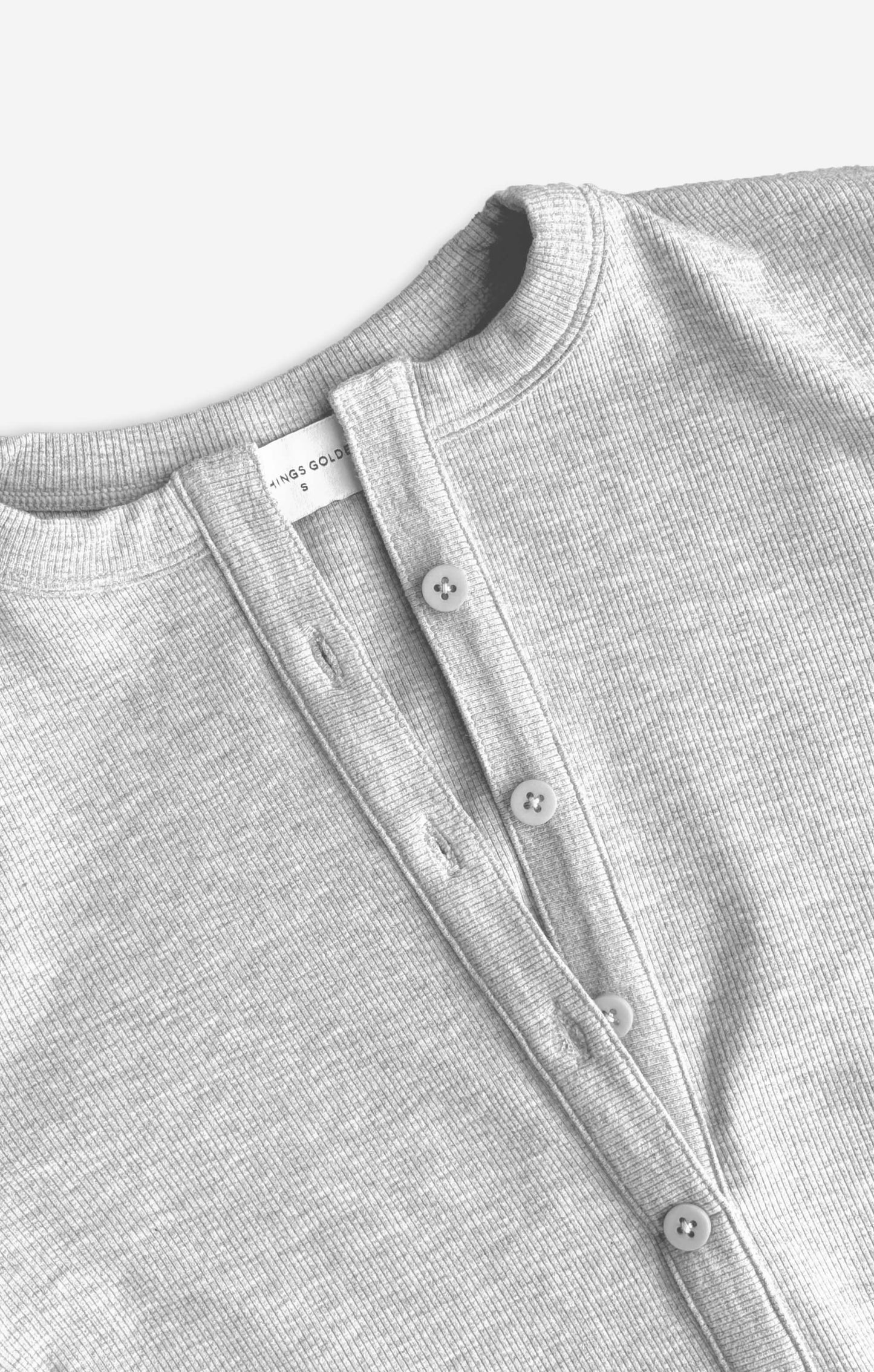 THE LUXE RIB L/S HENLEY BODYSUIT - MID GREY