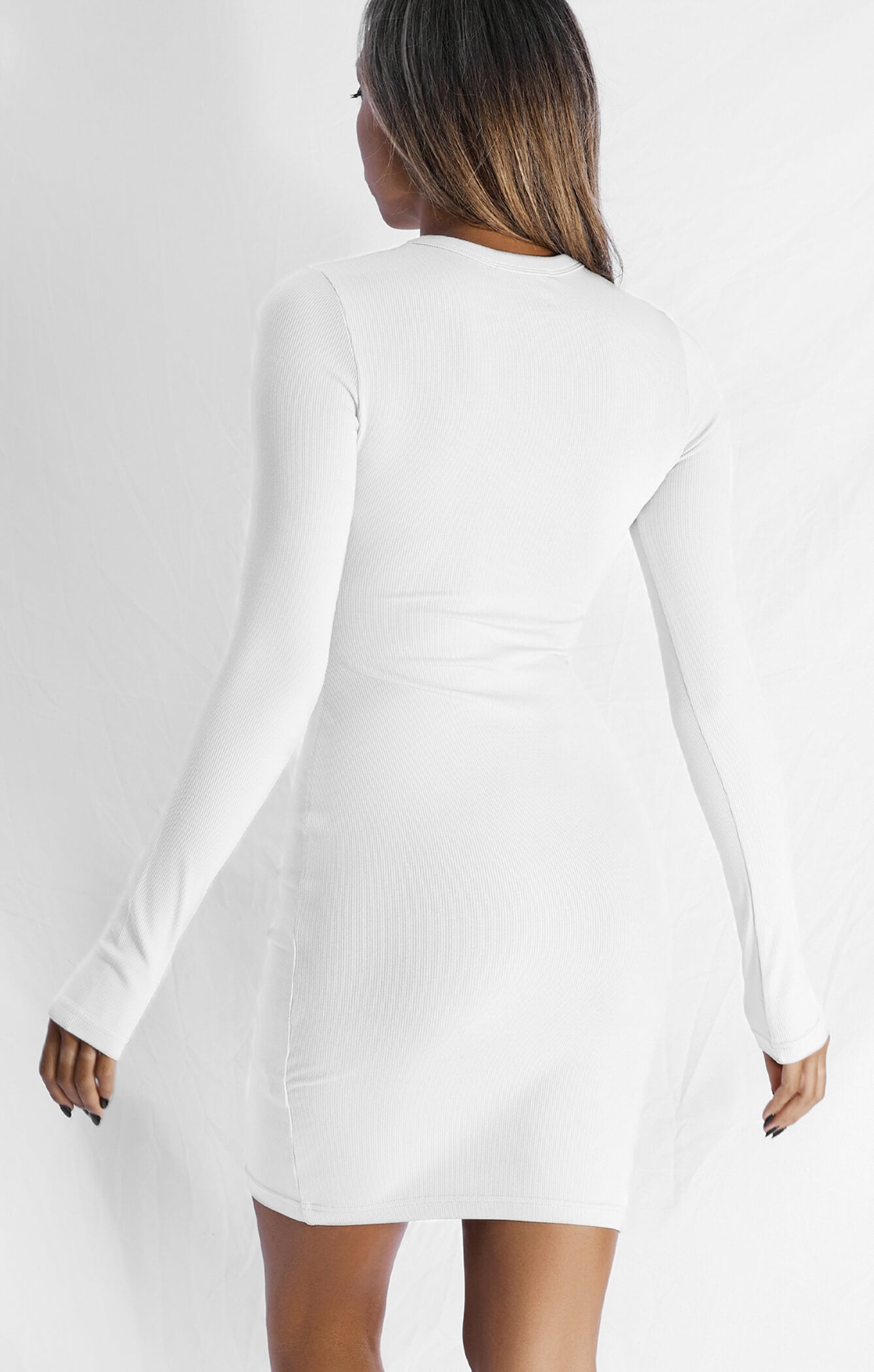 THE LUXE RIB LONG SLEEVE MINI DRESS