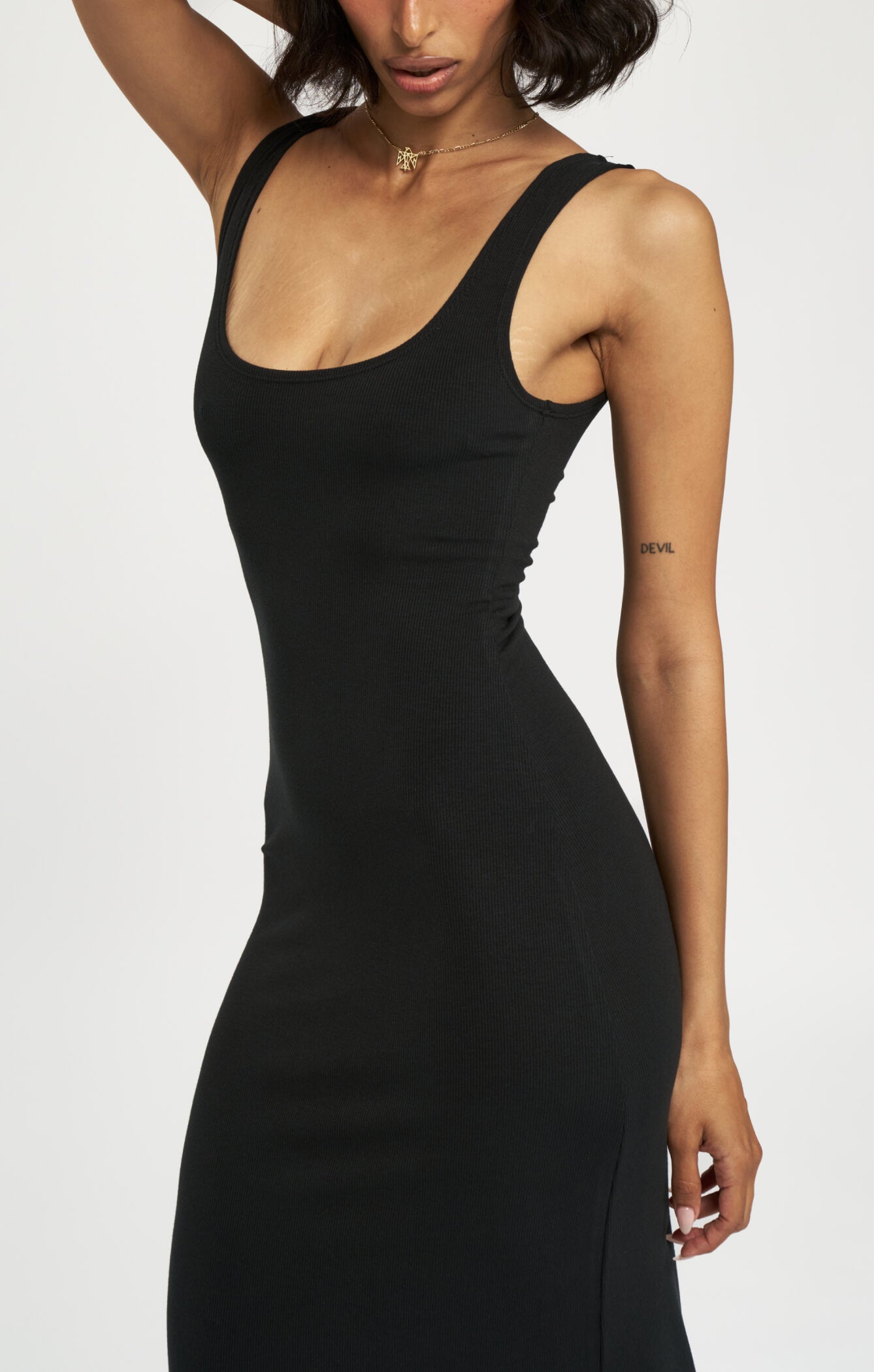 THE LUXE RIB MAXI DRESS - BLACK