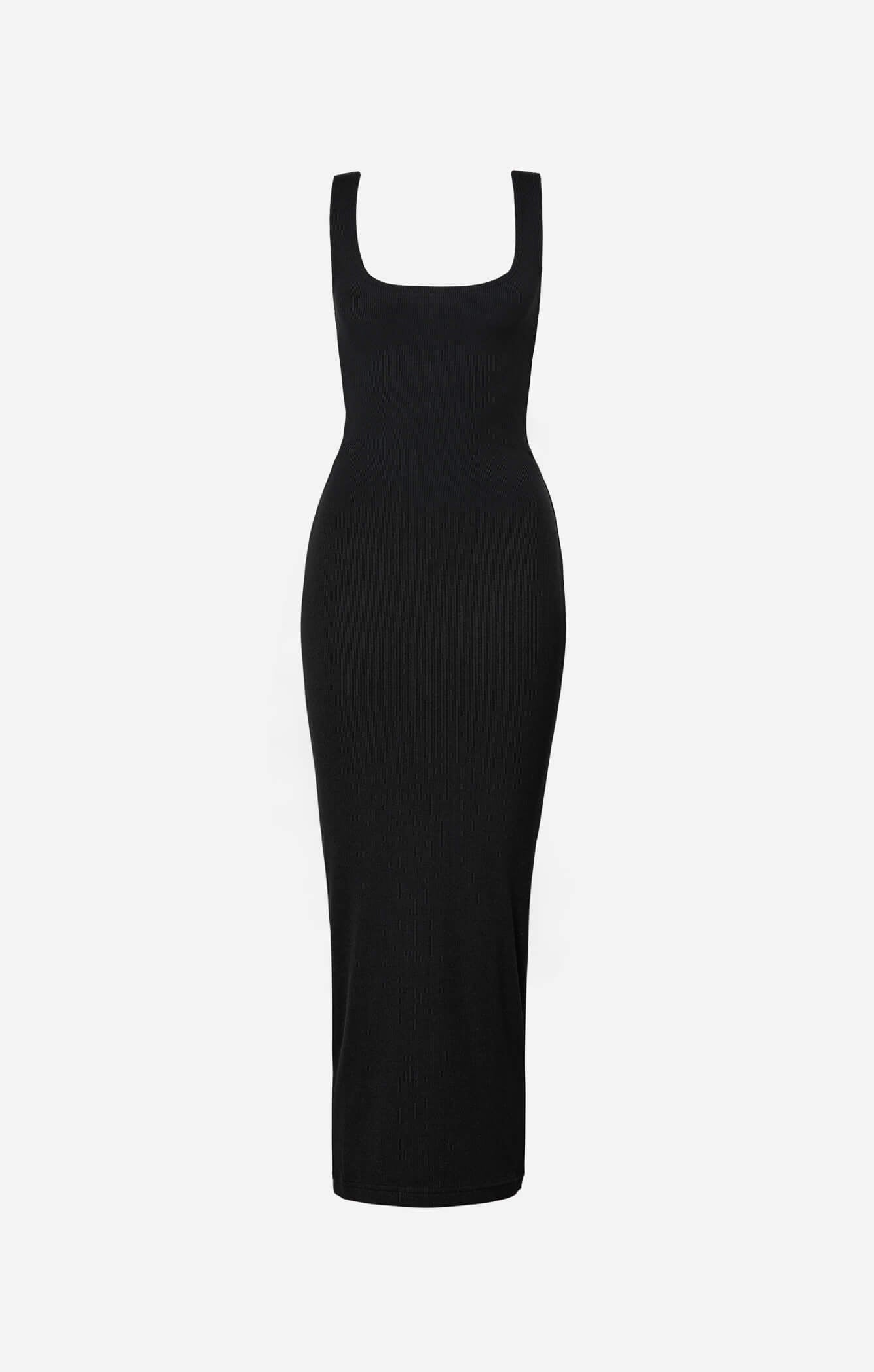 THE LUXE RIB SCOOP NECK MAXI DRESS BLACK