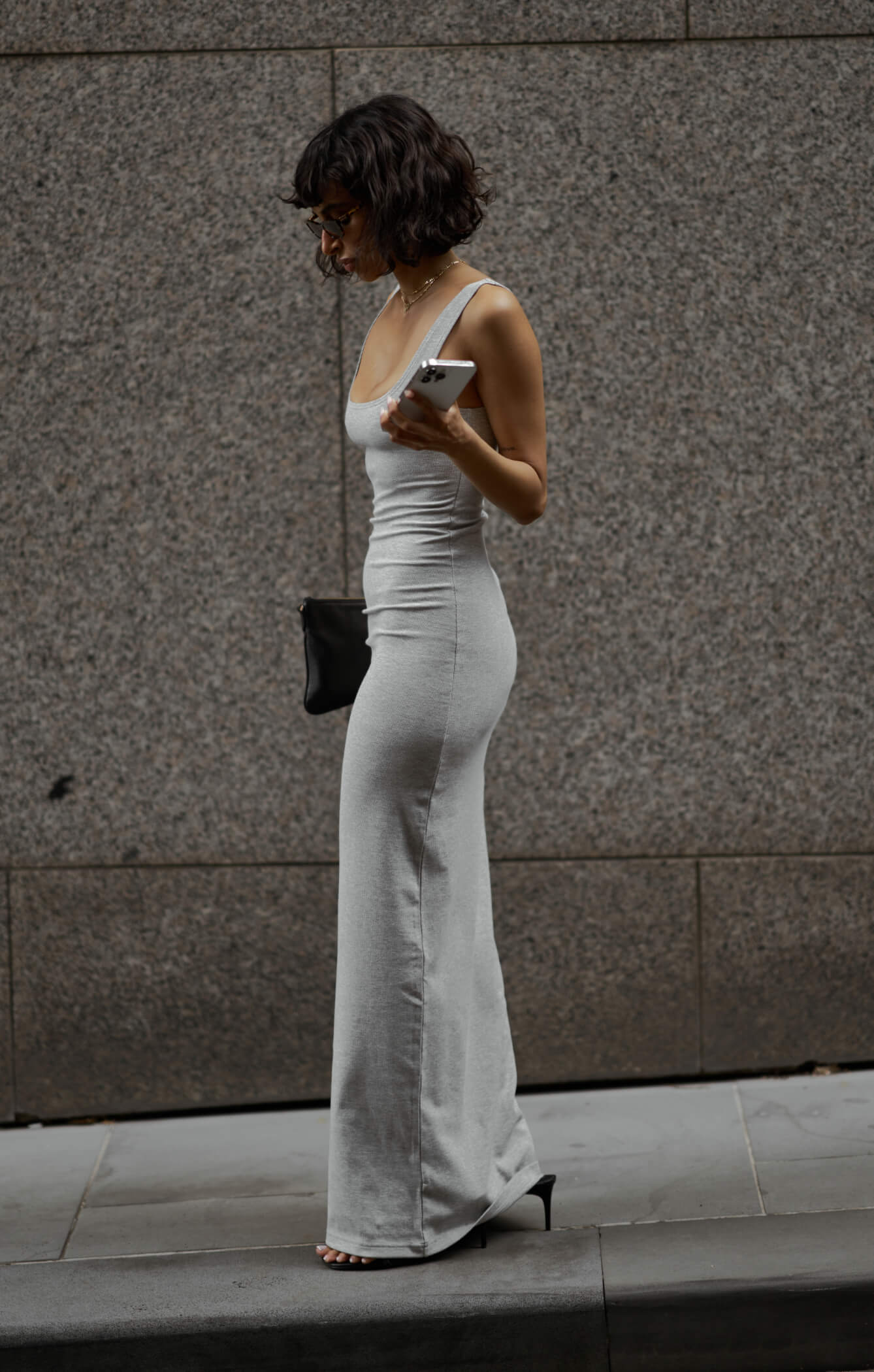 All Things Golden - The Luxe Rib Maxi Dress - Mid Grey - XS All Things Golden - The Luxe Rib Maxi Dress - Mid Grey - XS