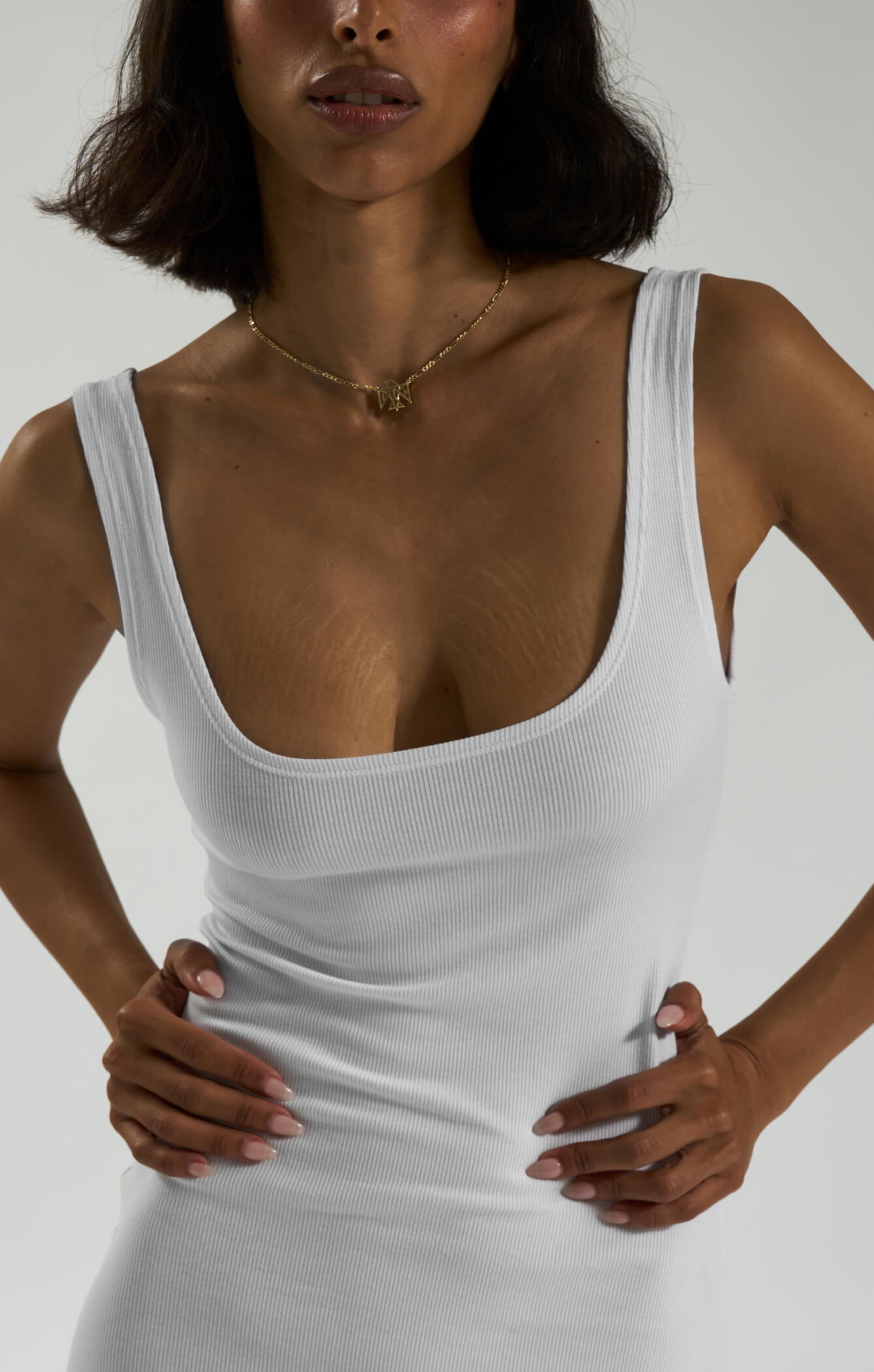 THE LUXE RIB MAXI DRESS - WHITE