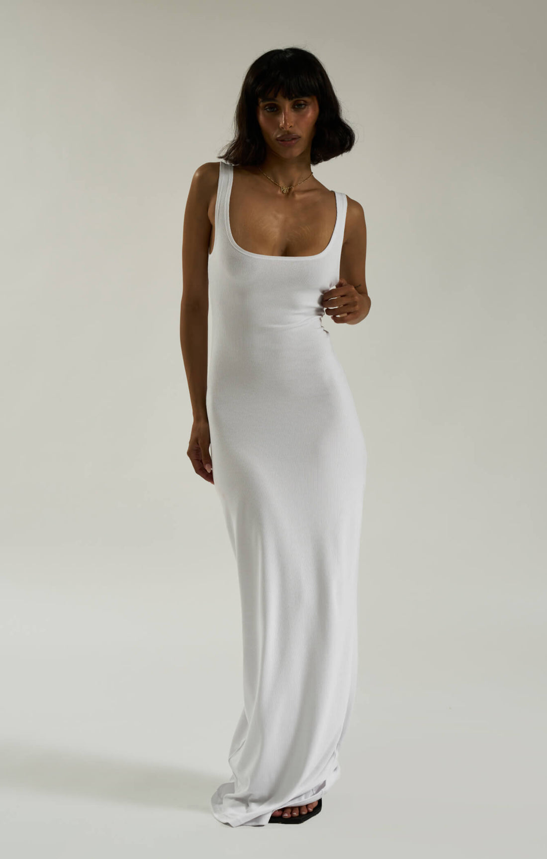 THE LUXE RIB MAXI DRESS - WHITE