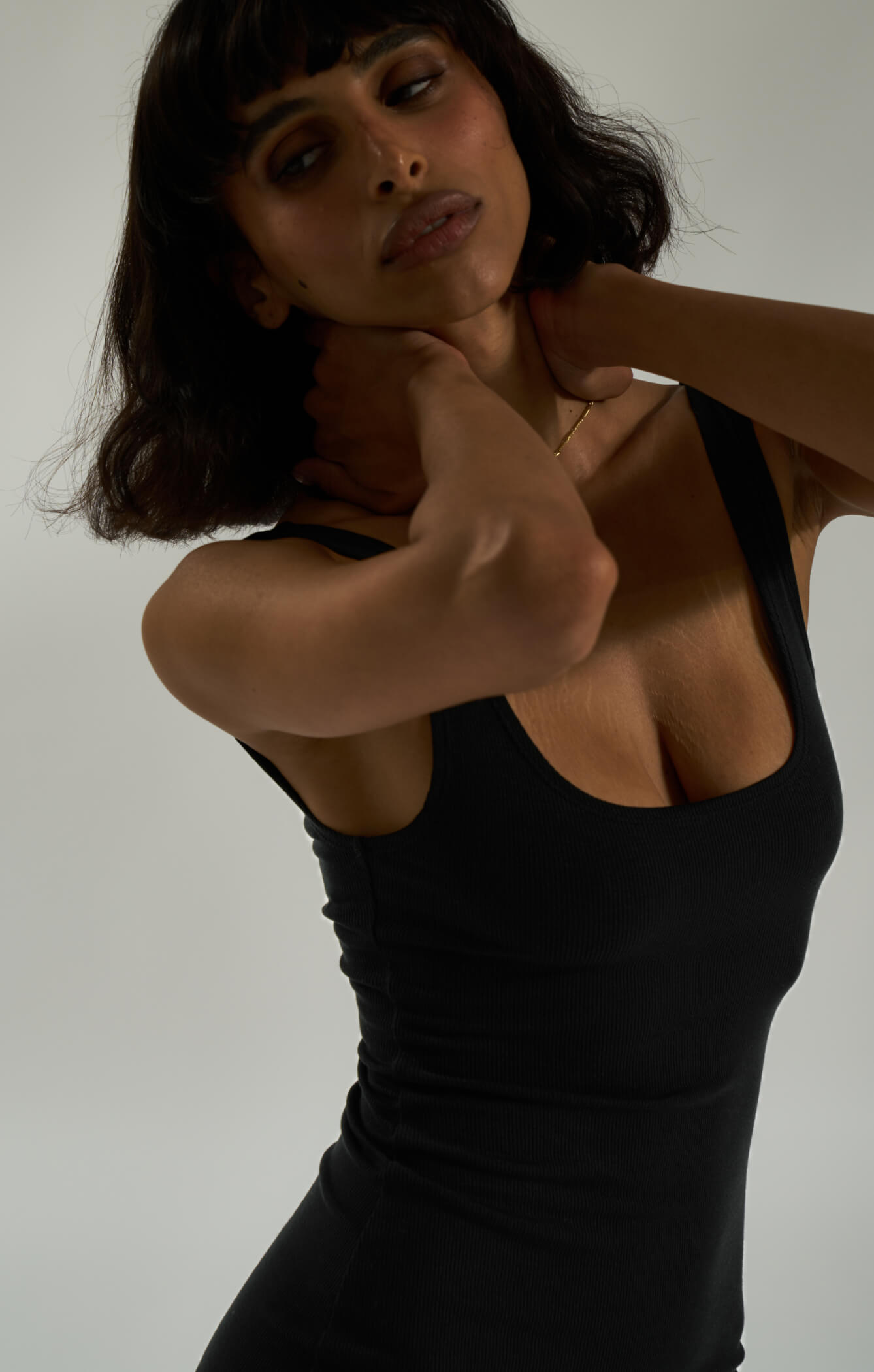 THE LUXE RIB MINI DRESS - BLACK