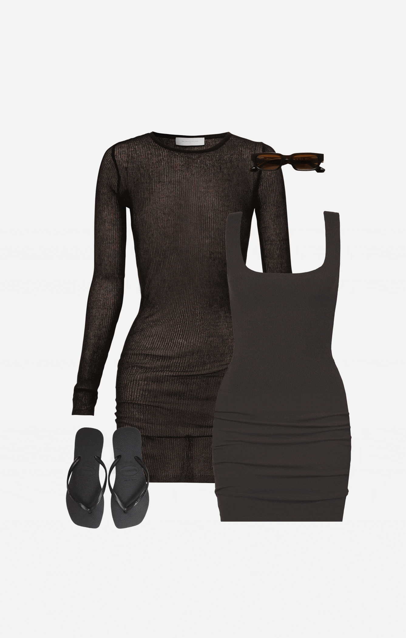 THE LUXE RIB MINI DRESS - ESPRESSO