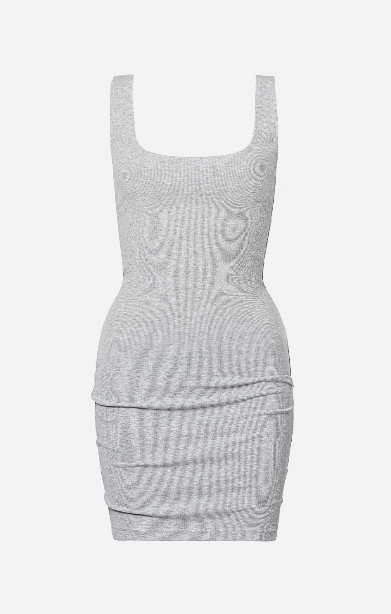 THE LUXE RIB MINI DRESS - MID GREY