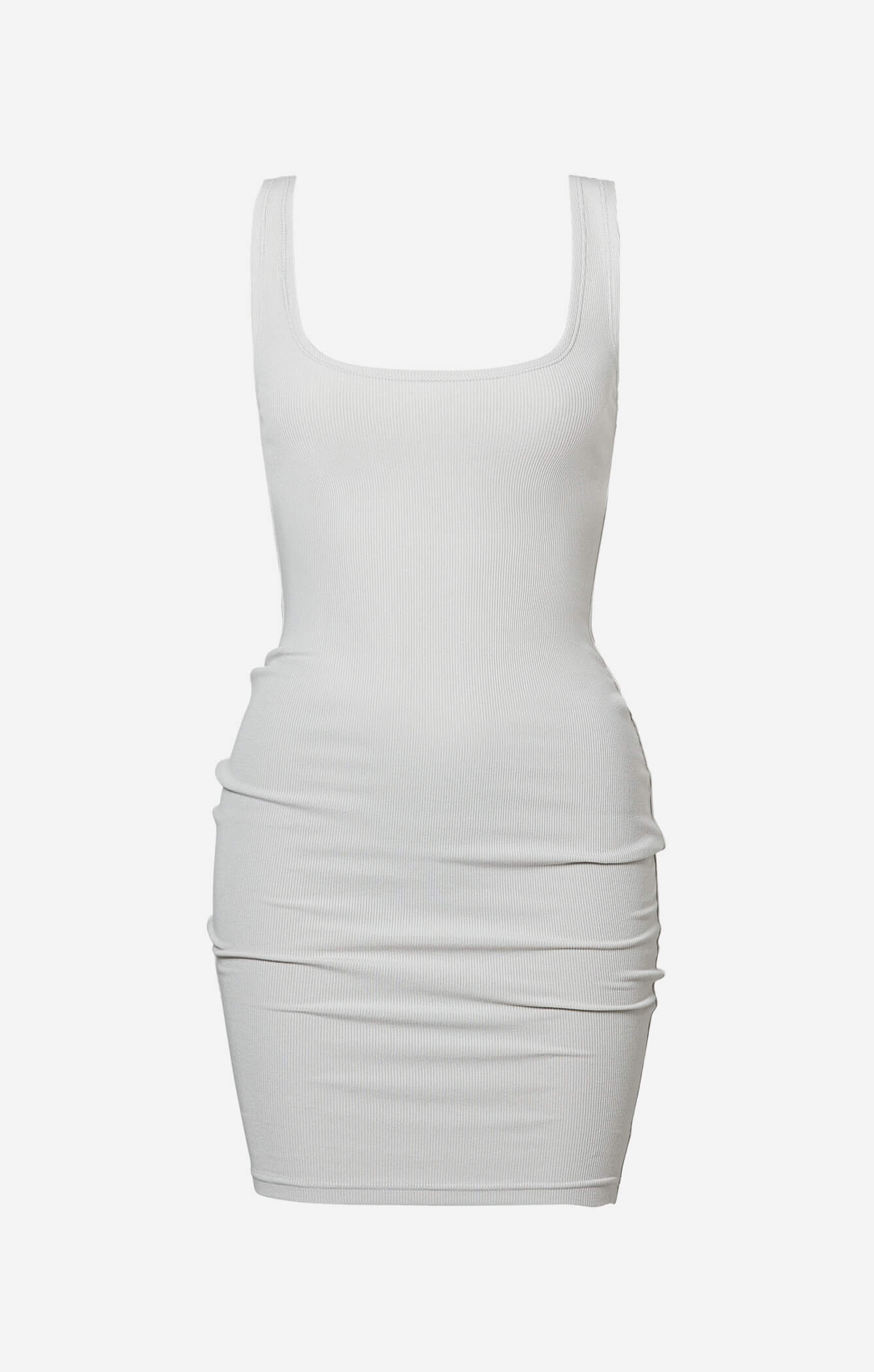 THE LUXE RIB MINI DRESS - STONE