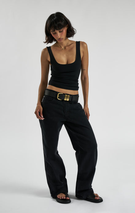 THE LUXE RIB TANK - BLACK