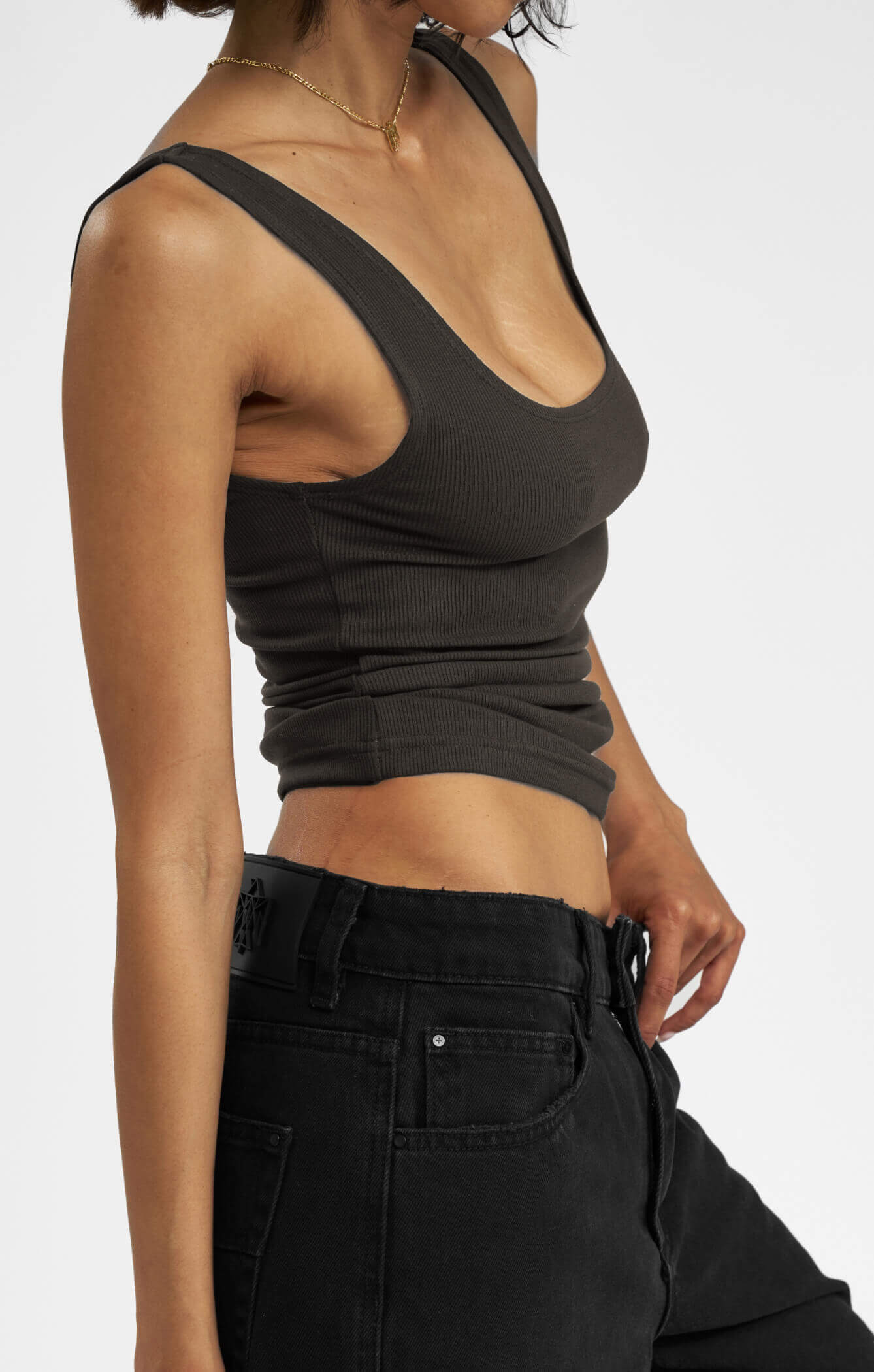 THE LUXE RIB TANK - ESPRESSO