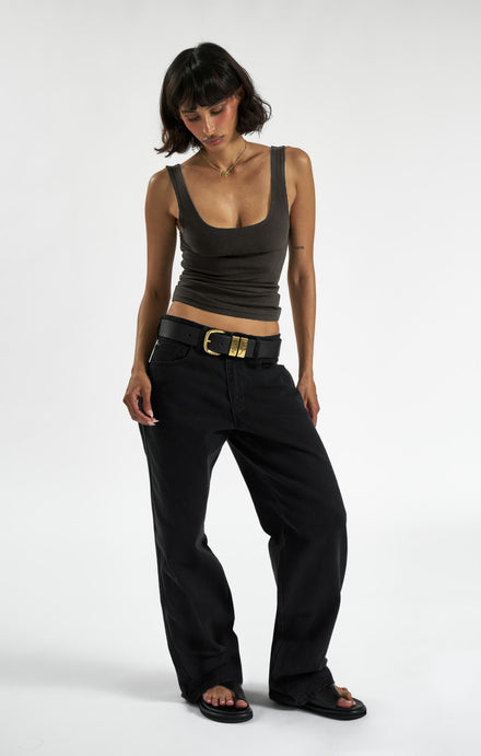 THE LUXE RIB TANK - ESPRESSO