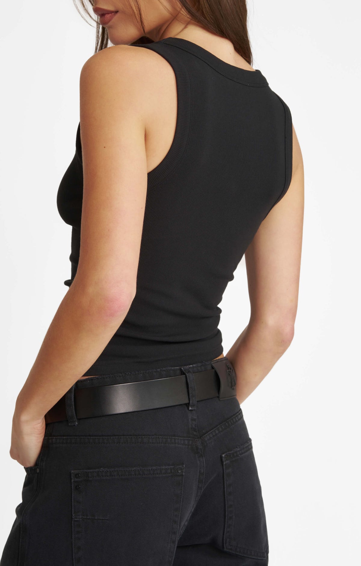 THE LUXE RIB DEEP V-NECK TANK - BLACK