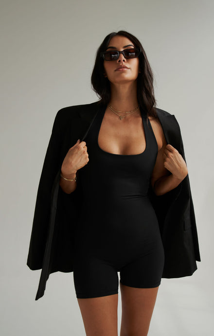 THE SCULPT™ HALTER ONESIE - BUTTER BLACK