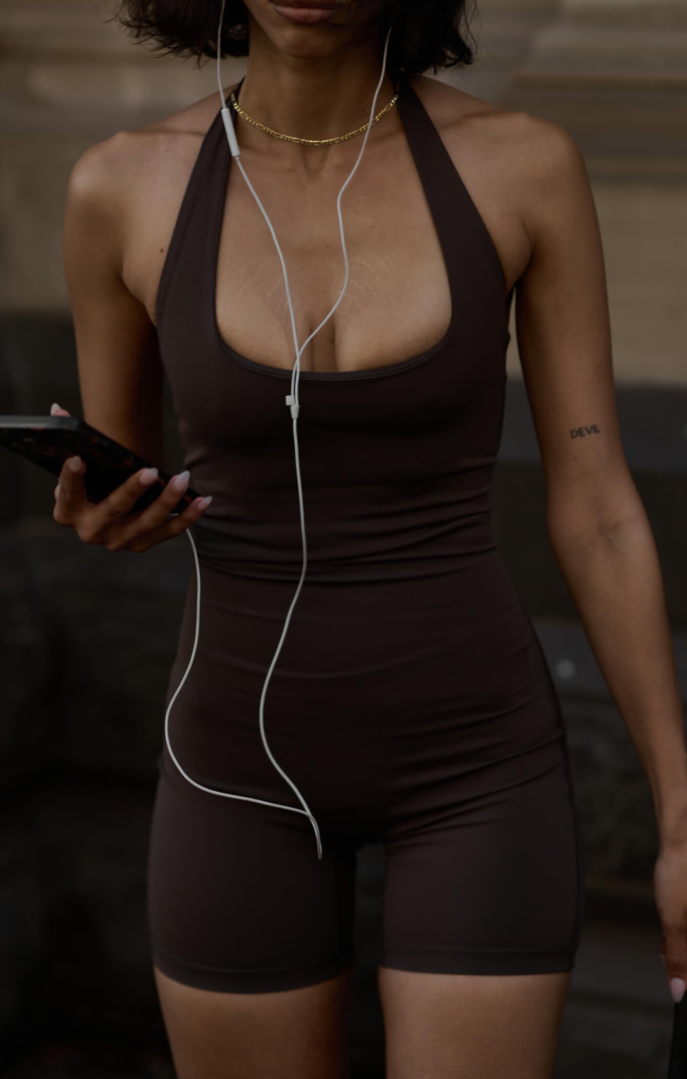 THE A.T.G SCULPT™ HALTER ONESIE - ESPRESSO