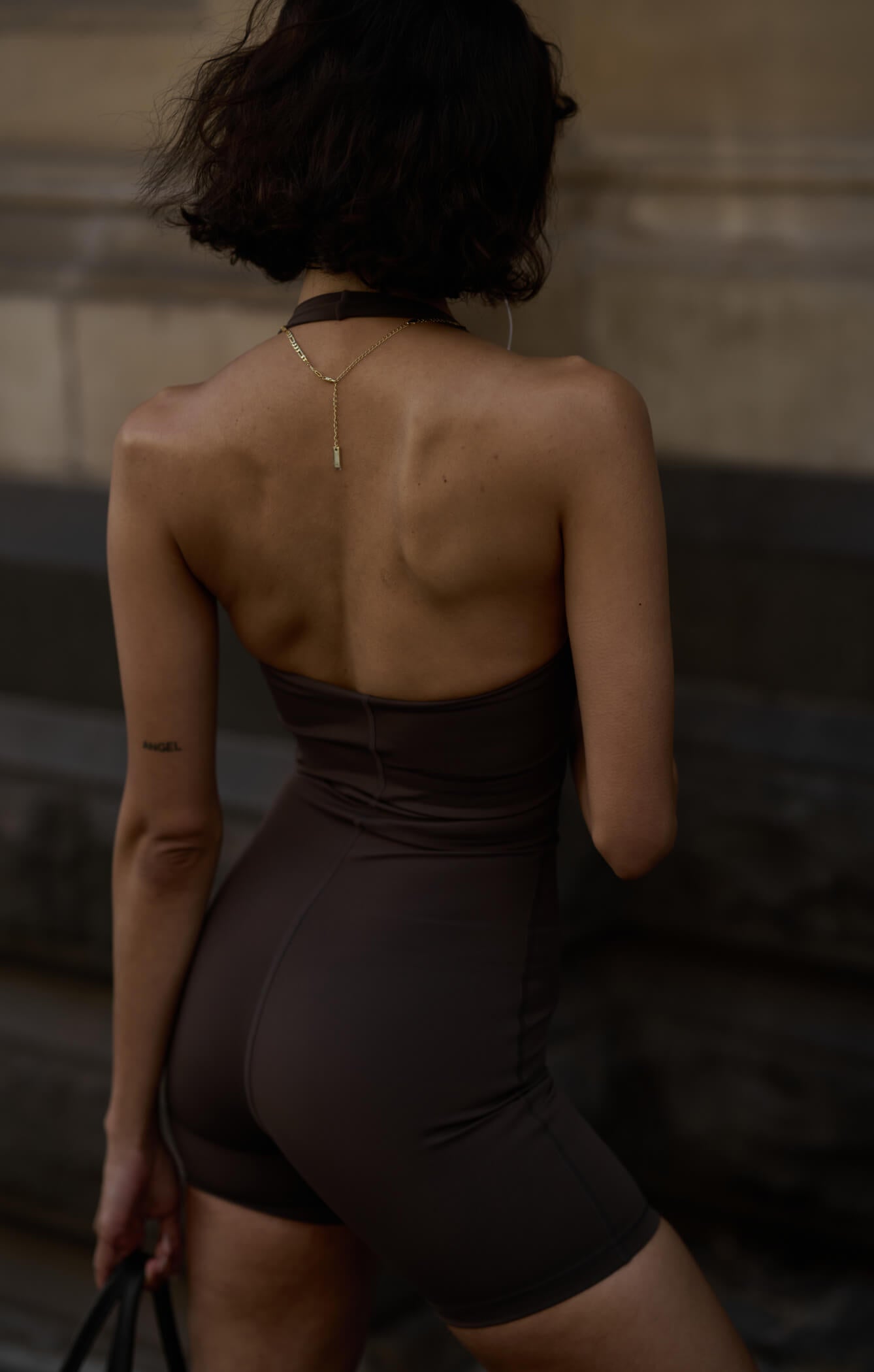 THE A.T.G SCULPT™ HALTER ONESIE - ESPRESSO