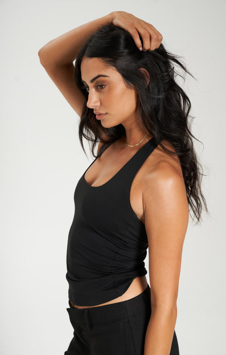 THE SCULPT™ HALTER TANK - BUTTER BLACK