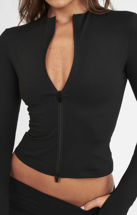 THE SCULPT™ TWO WAY ZIP JACKET - BUTTER BLACK