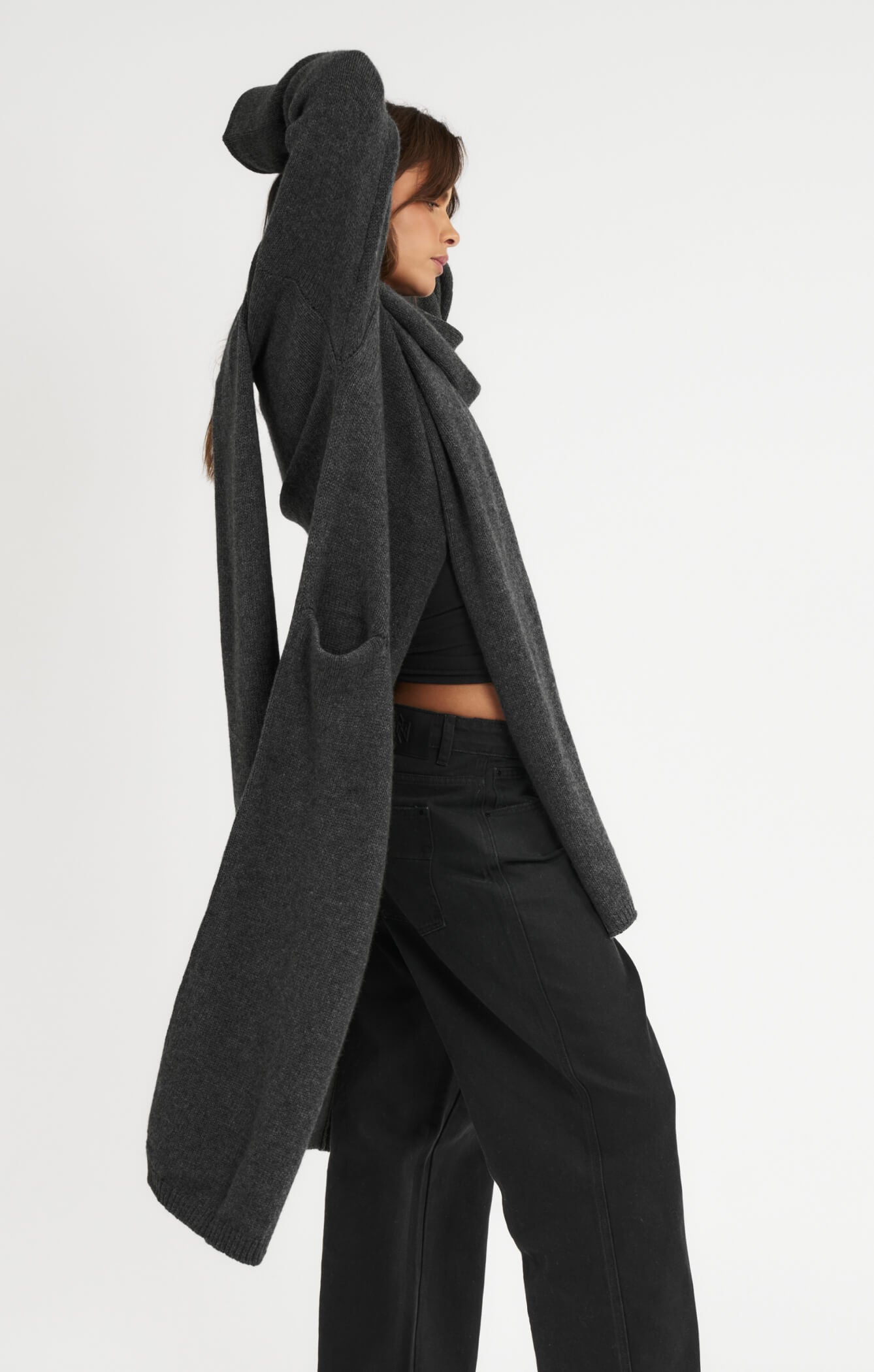 THE WRAP AROUND SCARF - CHARCOAL – All Things Golden