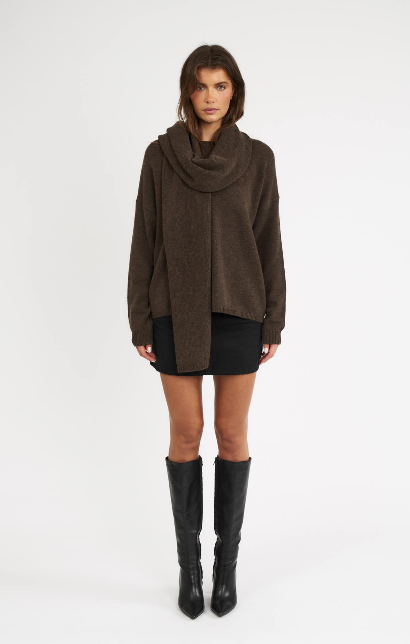 THE WRAP AROUND SCARF - ESPRESSO MARLE