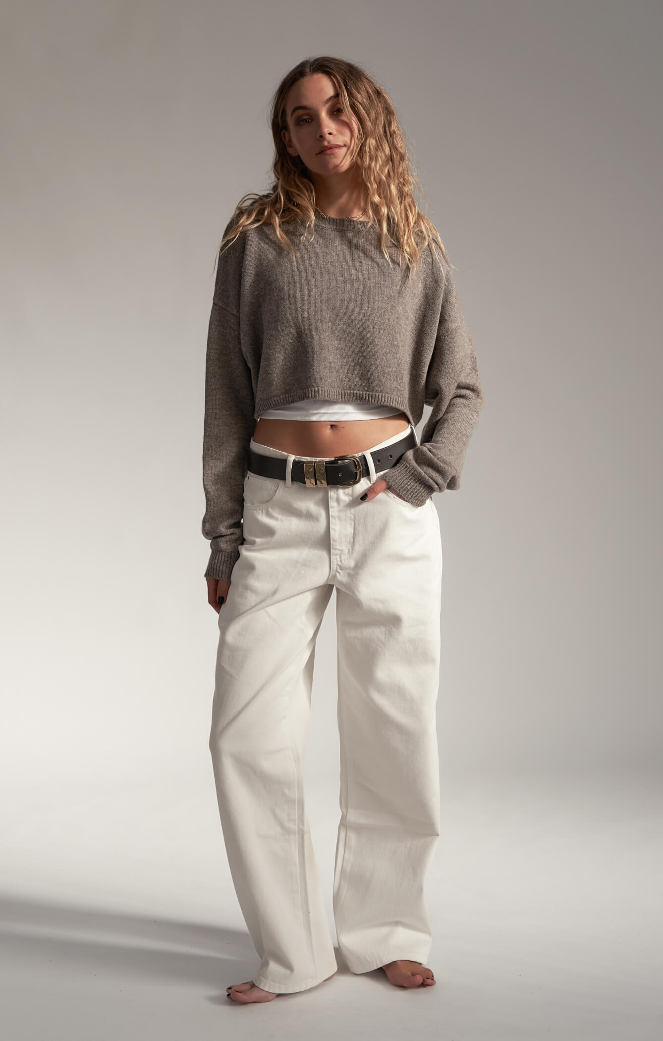 THE CROPPED UNIVERSAL KNIT 2.0 - NEUTRAL MARLE