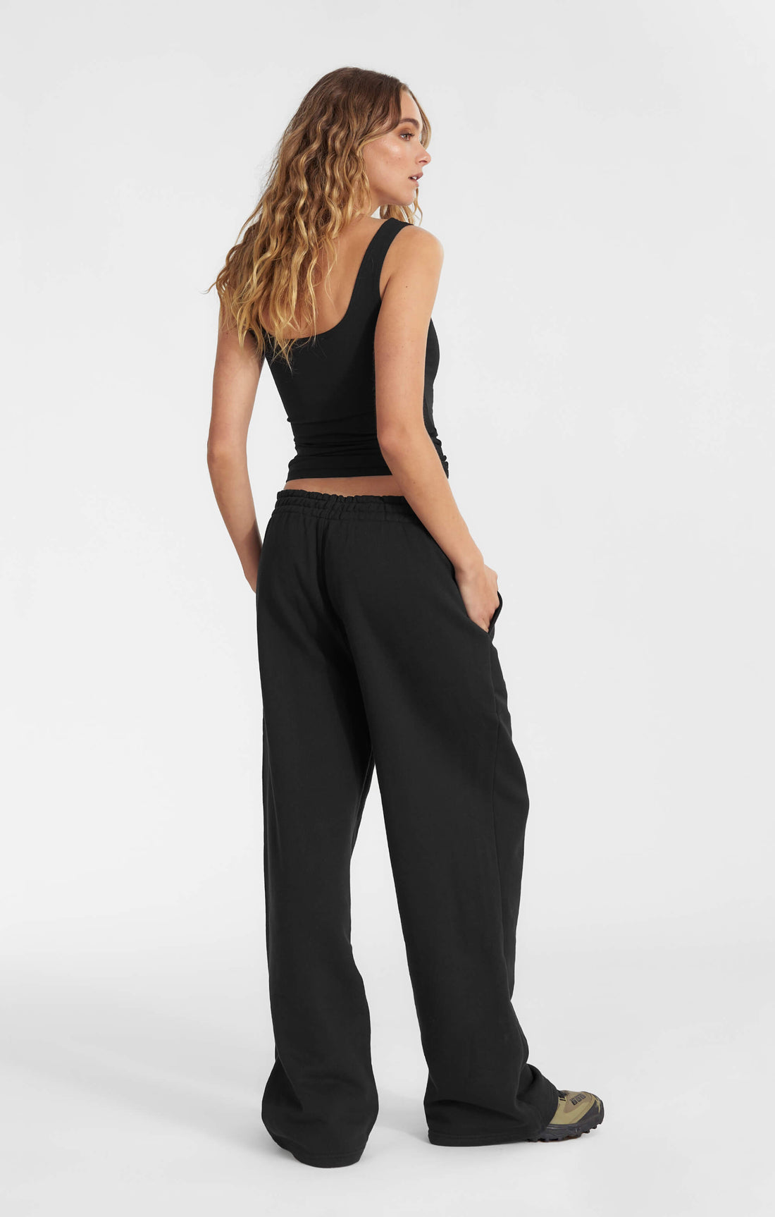 THE SWEAT™ WIDE LEG TRACK PANT - BLACK