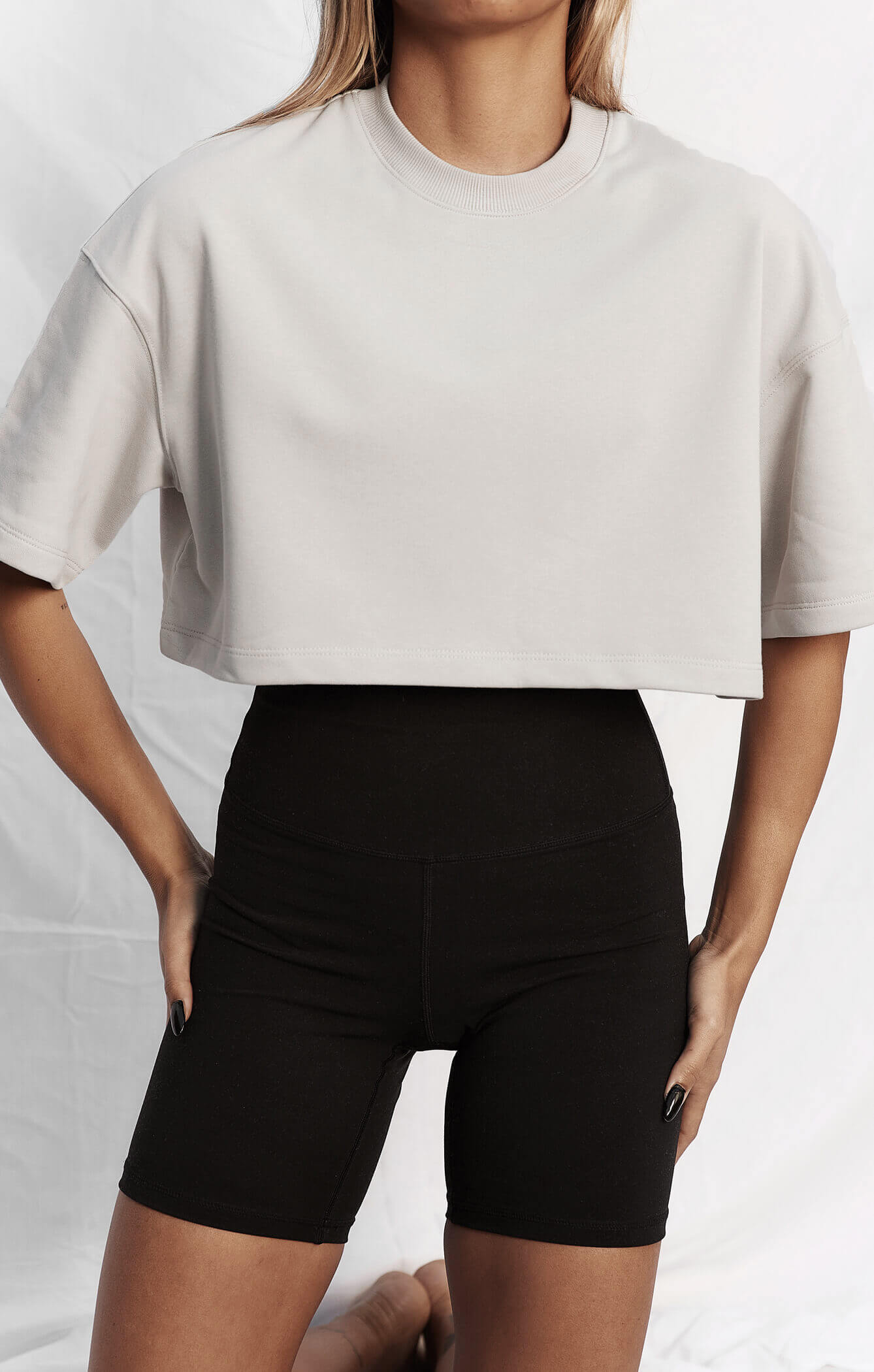 THE TERRY CROP TEE - STONE