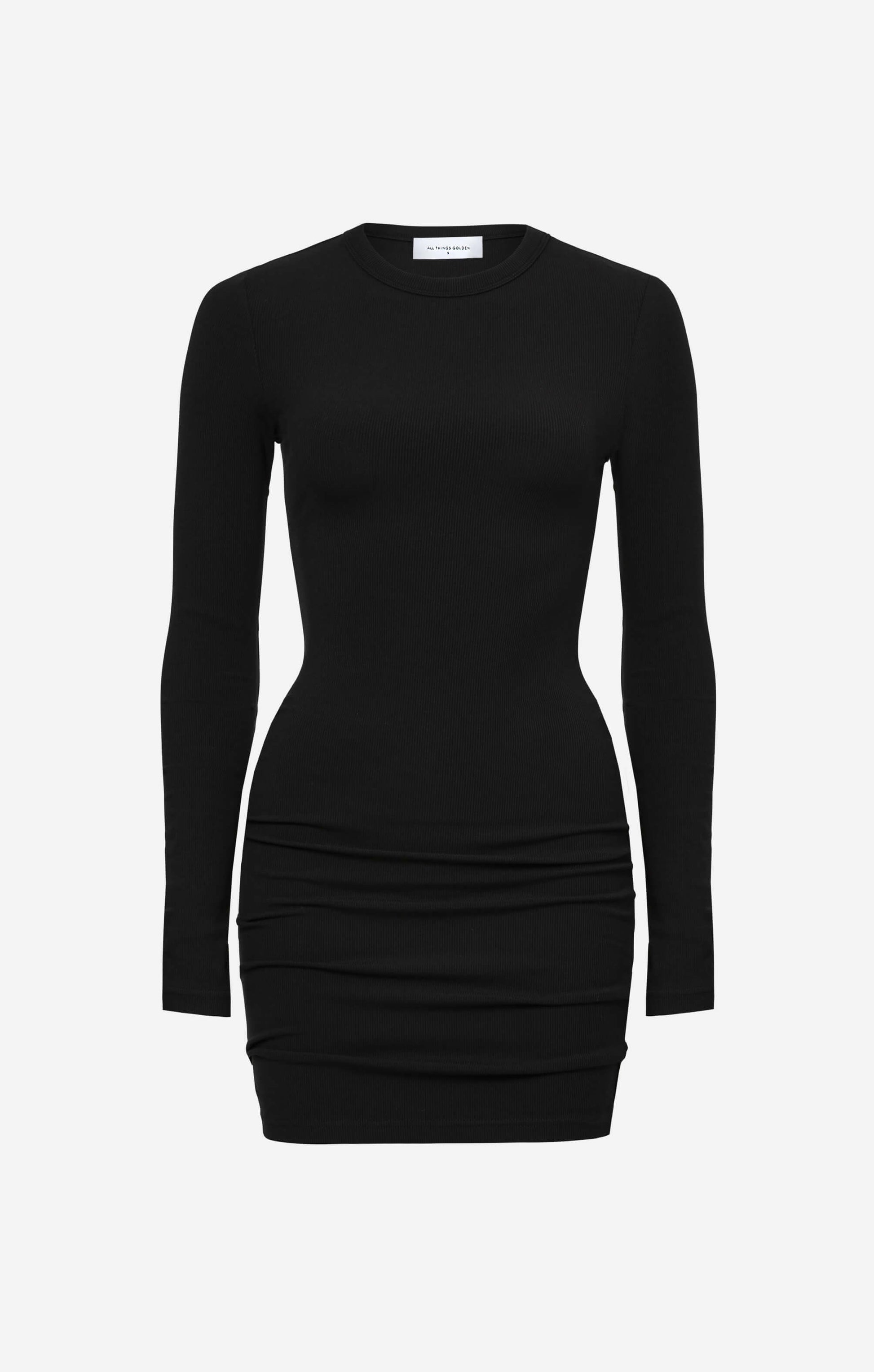 All Things Golden - The Luxe Rib Long Sleeve Mini Dress - Black - L All Things Golden - The Luxe Rib Long Sleeve Mini Dress - Black - L