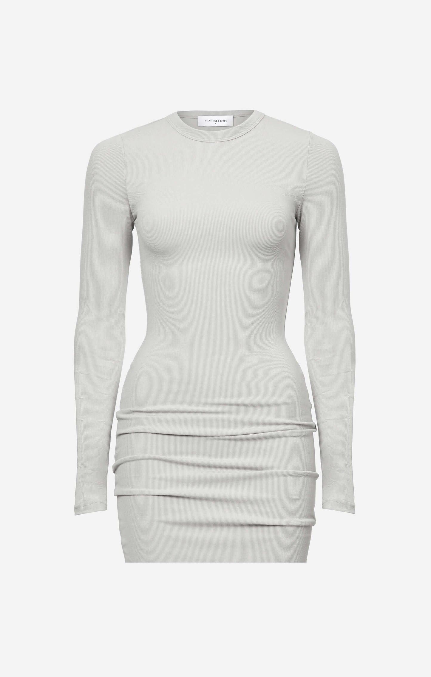 THE LUXE RIB L/S MINI DRESS - STONE