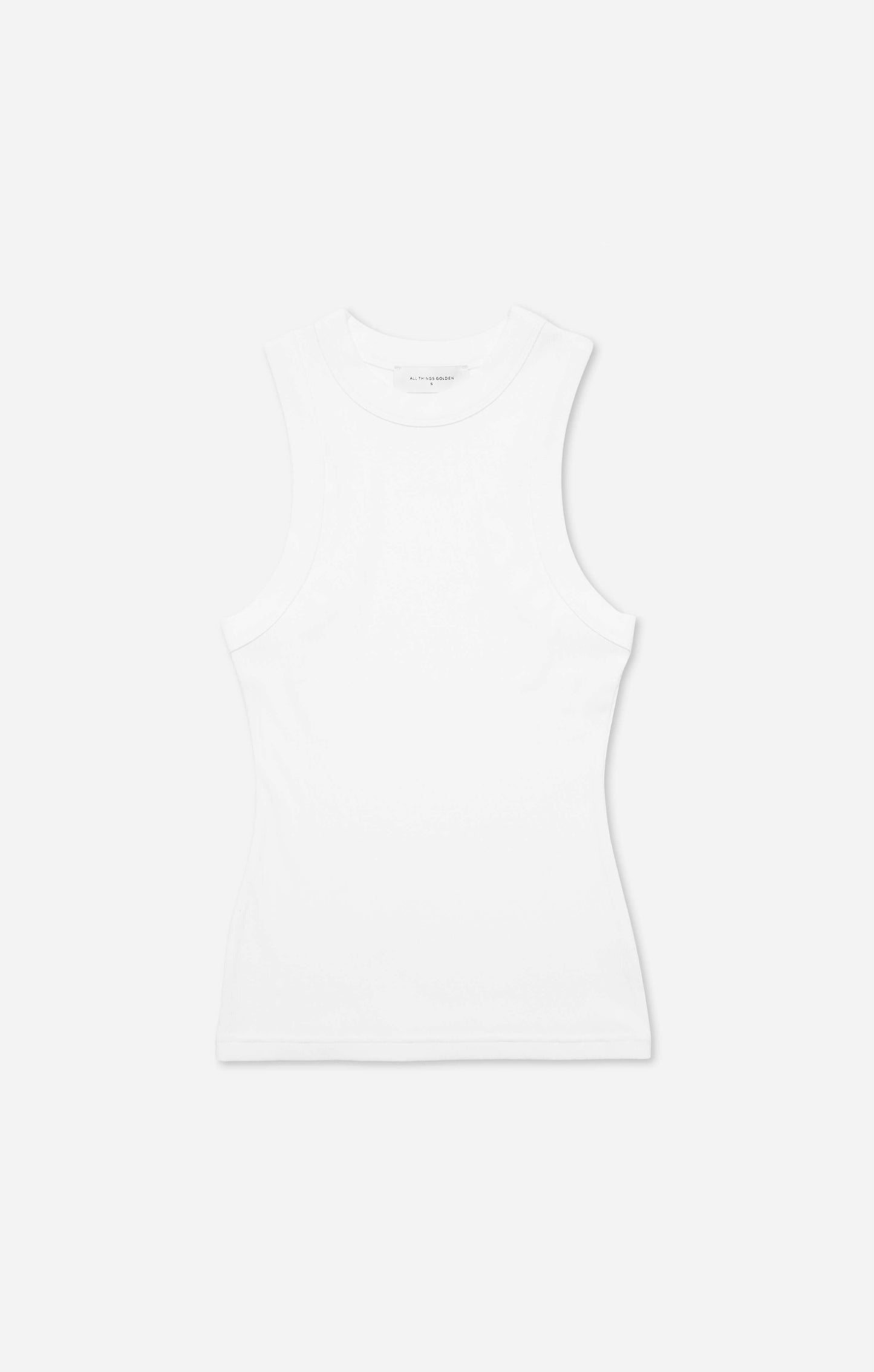 THE LUXE RIB HIGH NECK TANK - WHITE