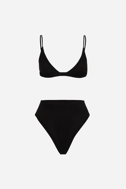 THE HIGH RISE BIKINI BOTTOM - BLACK MESH