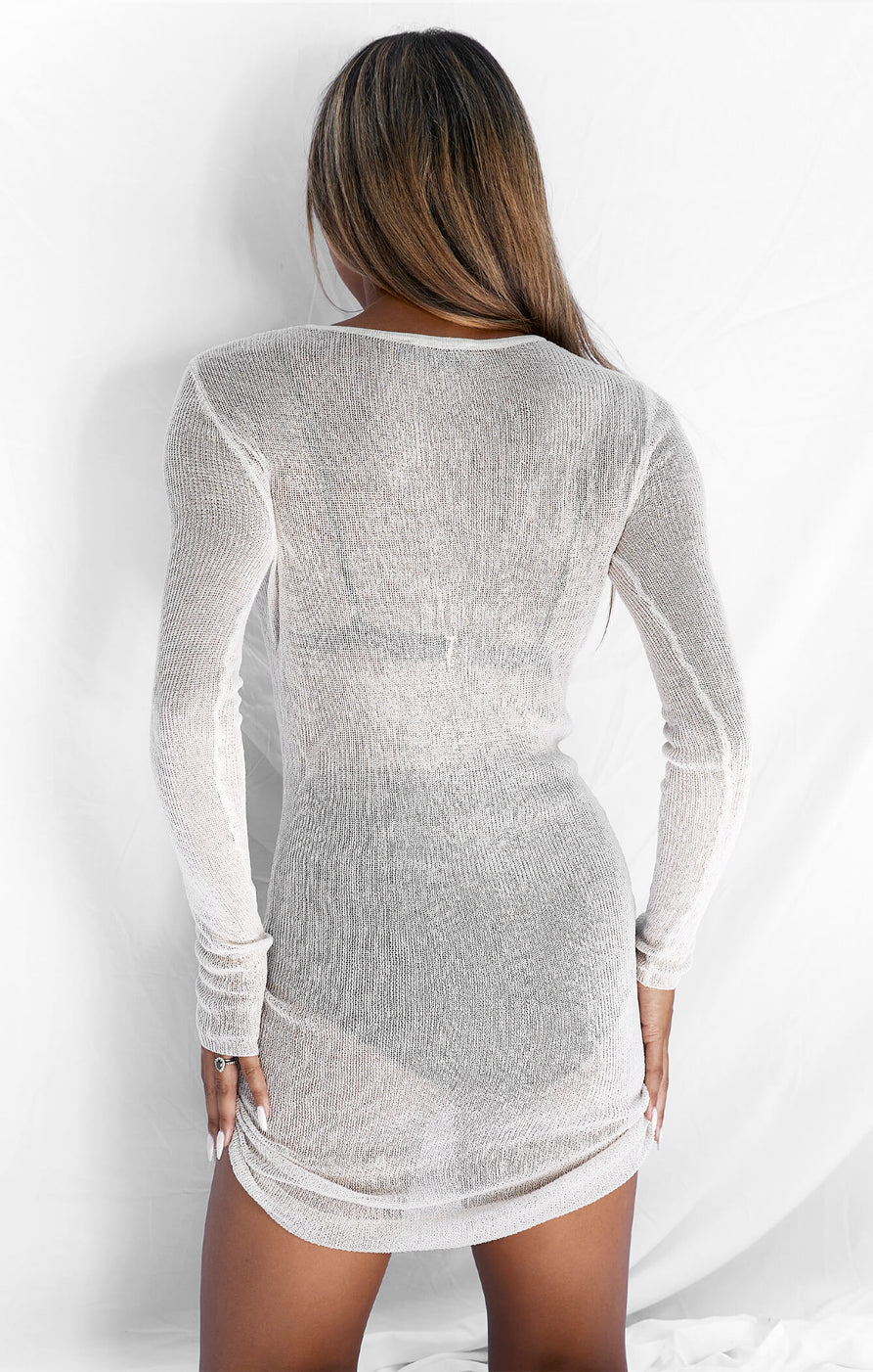 THE KNITTED L/S DRESS - STONE