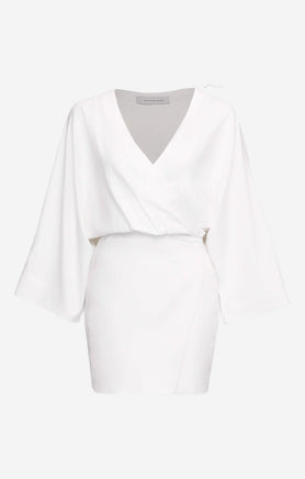 THE LINEN KIMONO DRESS - WHITE