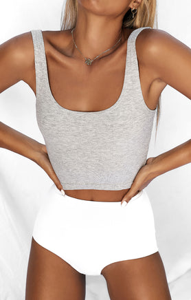 THE LUXE RIB CROP - MID GREY