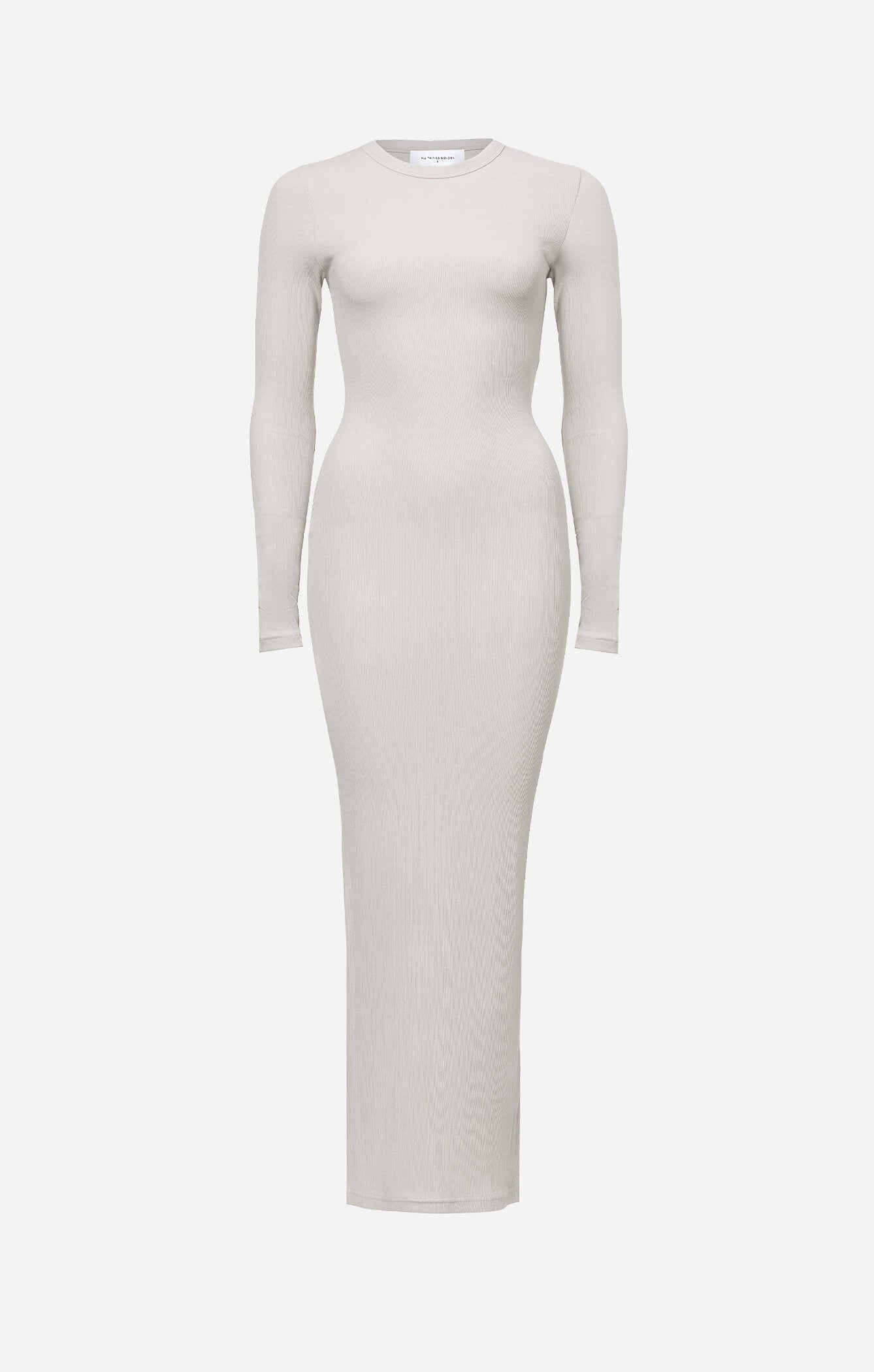 THE LUXE RIB L/S MIDI DRESS - STONE