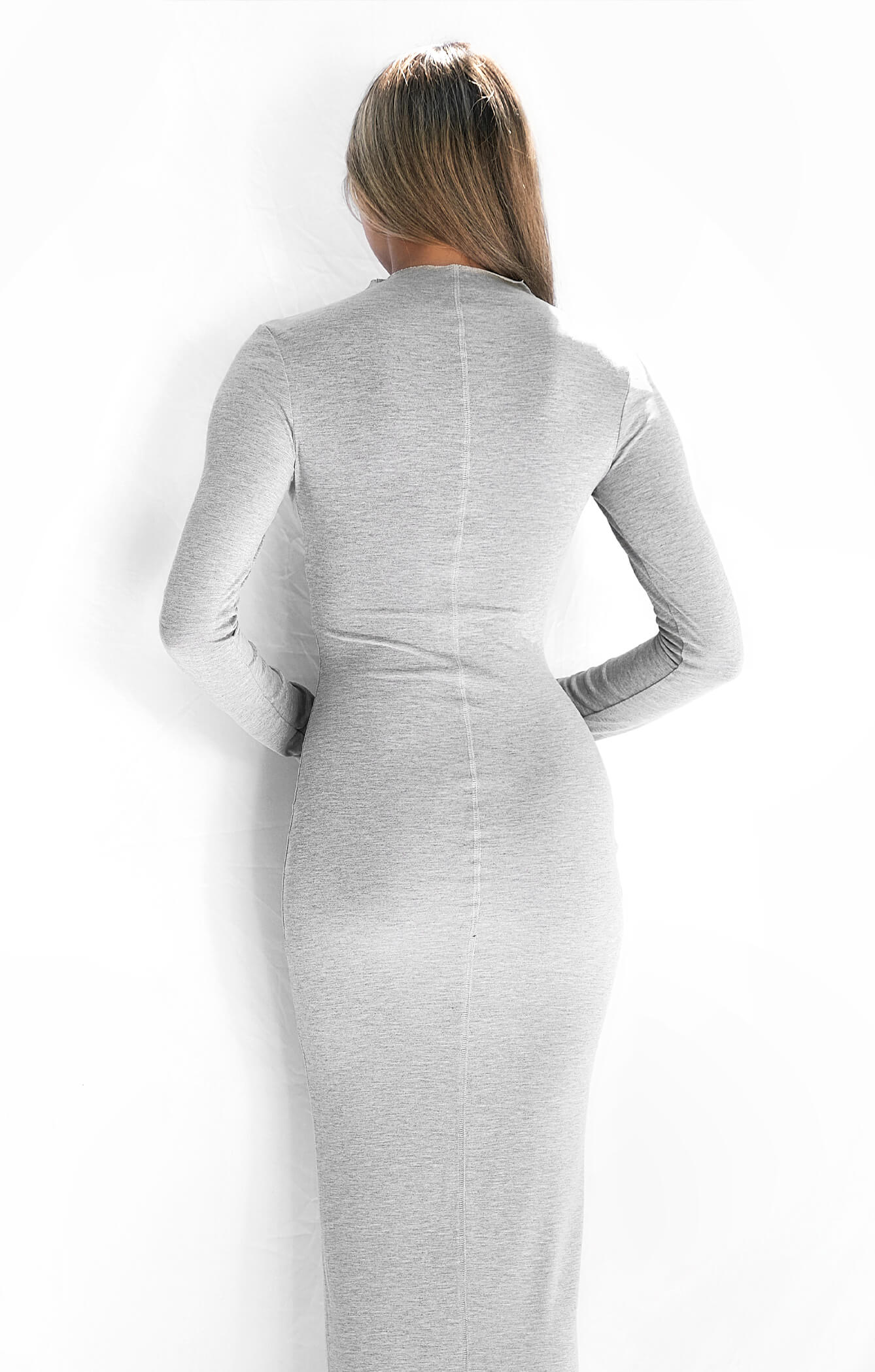 THE MODAL L/S MIDI DRESS - MID GREY