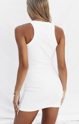 THE RIBBED MUSCLE DRESS - WHITE