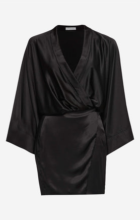 THE SILK KIMONO DRESS - BLACK