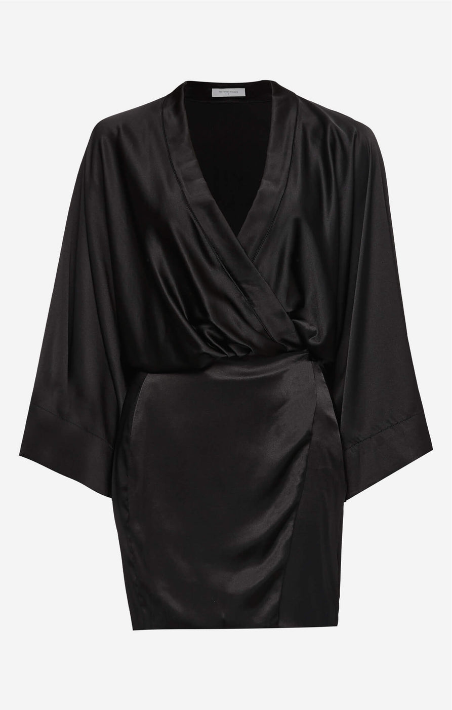 THE SILK KIMONO DRESS - BLACK