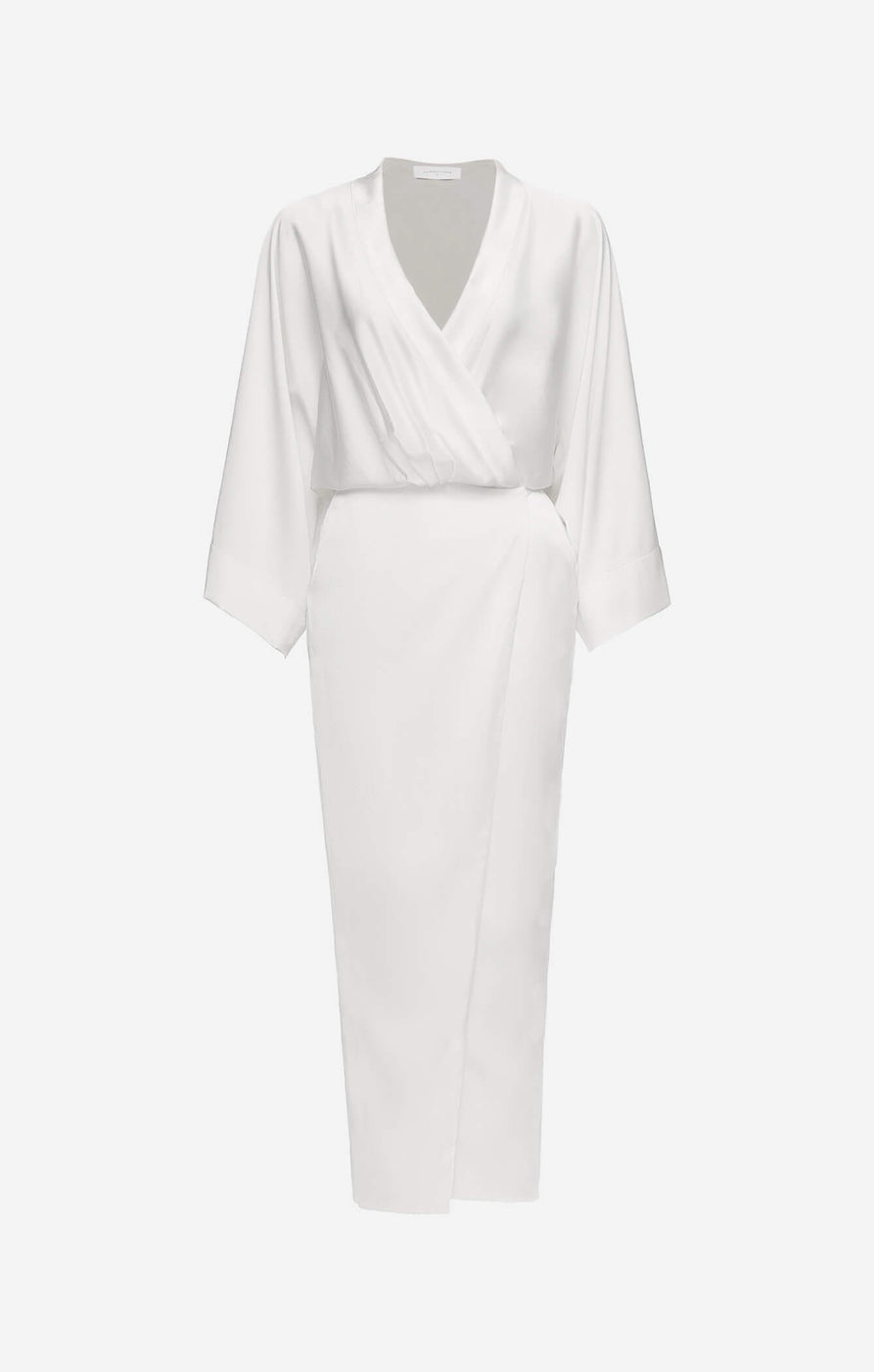 THE SILK KIMONO MAXI DRESS - WHITE