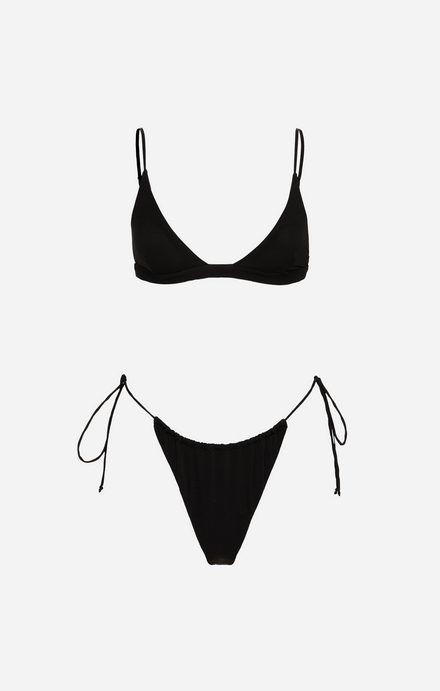 THE STRING TIE BIKINI BOTTOM - BLACK MESH