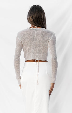 THE CROPPED KNITTED LONG SLEEVE - STONE