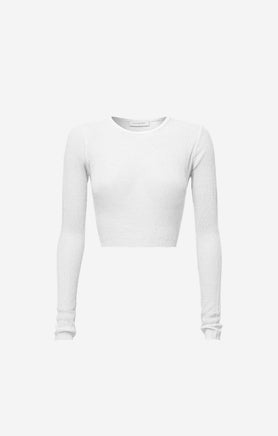 THE CROPPED KNITTED LONG SLEEVE - WHITE