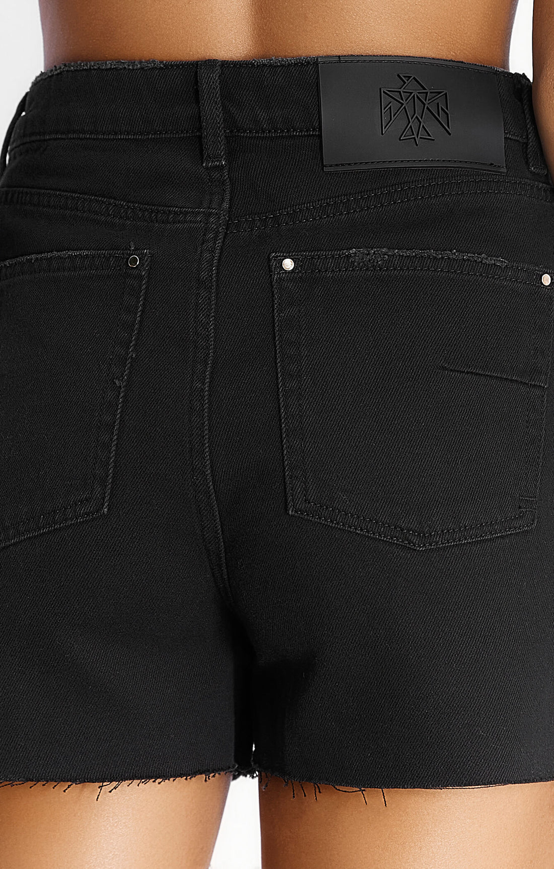 THE HIGH RISE DENIM CUT-OFF SHORT - WASHED BLACK
