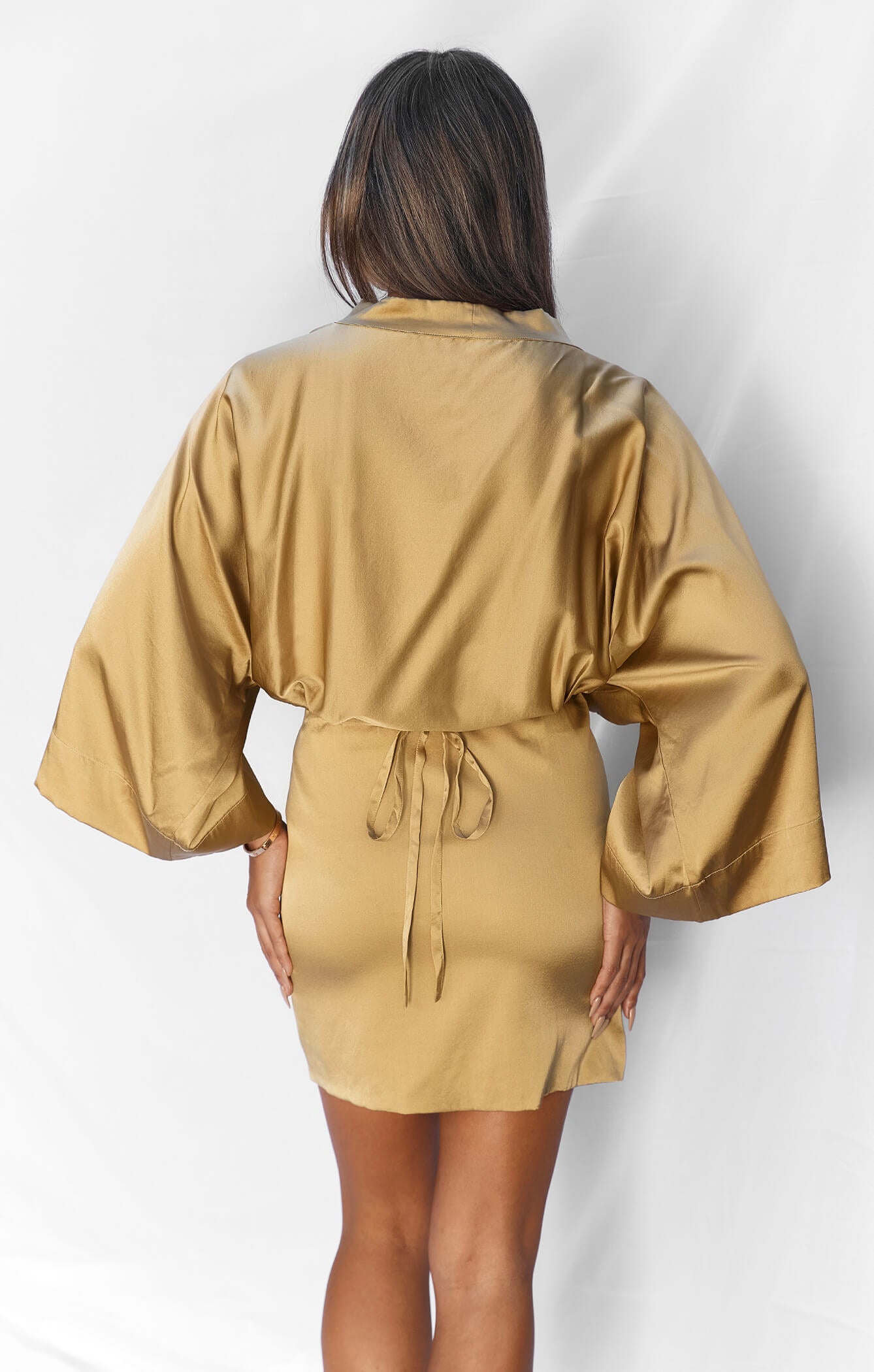 THE SILK KIMONO DRESS - GOLD