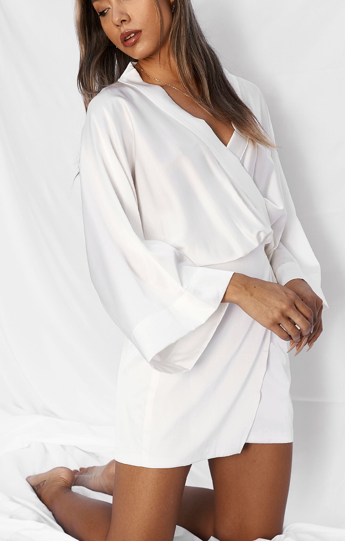 THE SILK KIMONO DRESS - WHITE