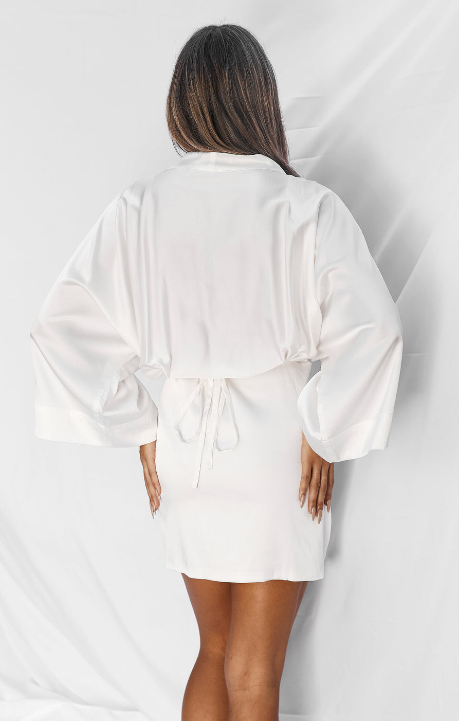 THE SILK KIMONO DRESS - WHITE