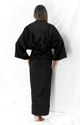 THE SILK KIMONO MAXI DRESS - BLACK
