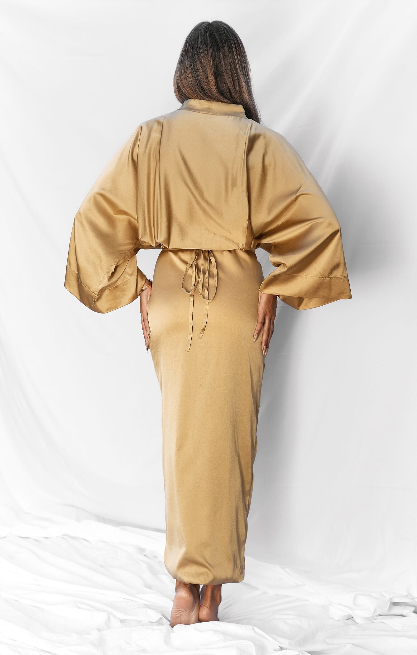 THE SILK KIMONO MAXI DRESS - GOLD