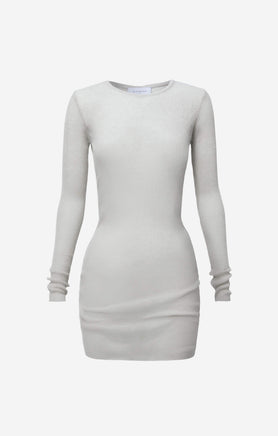 THE KNITTED L/S DRESS - STONE