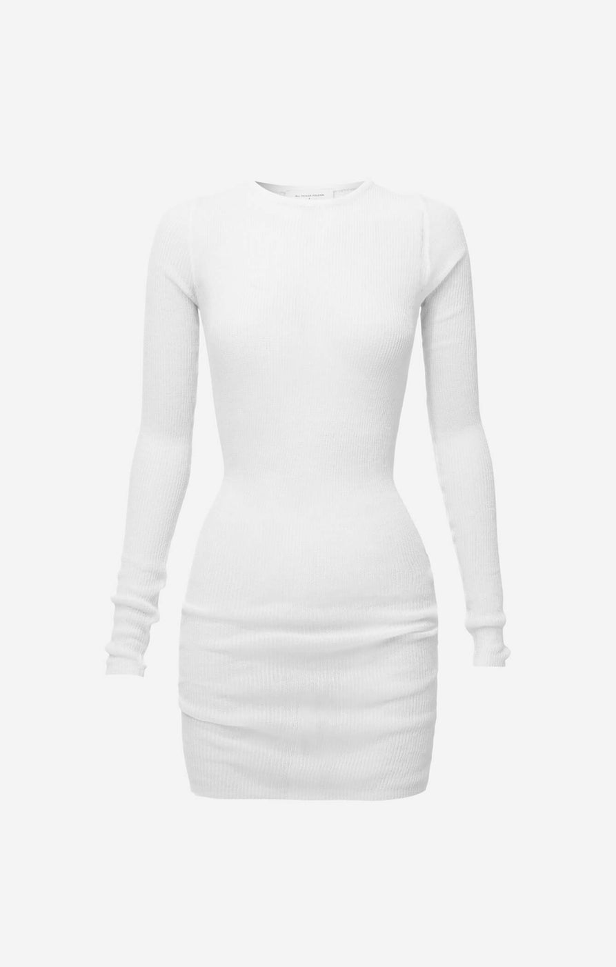 THE KNITTED L/S DRESS - WHITE