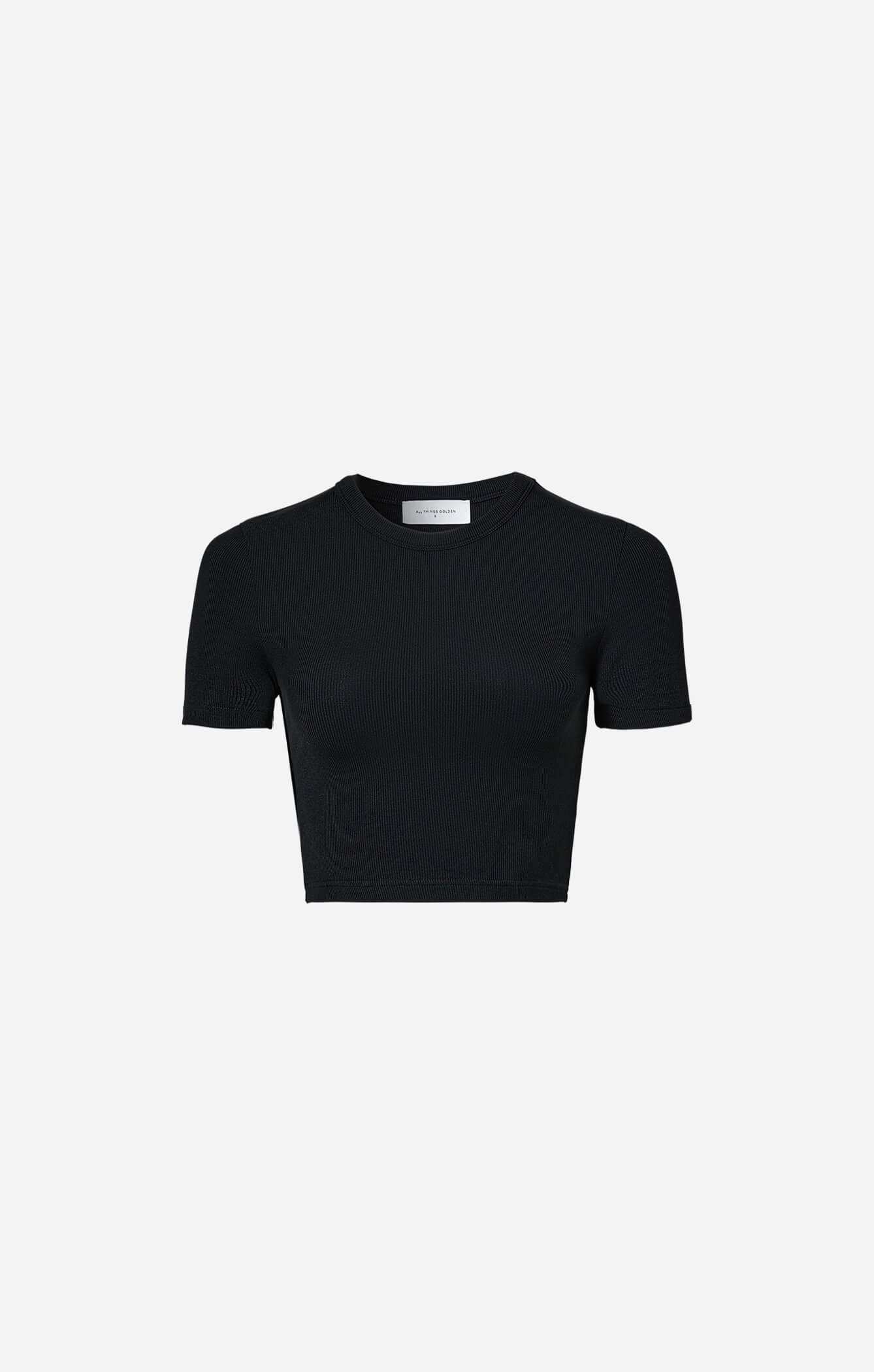 THE LUXE RIB BABY CROP TEE - BLACK